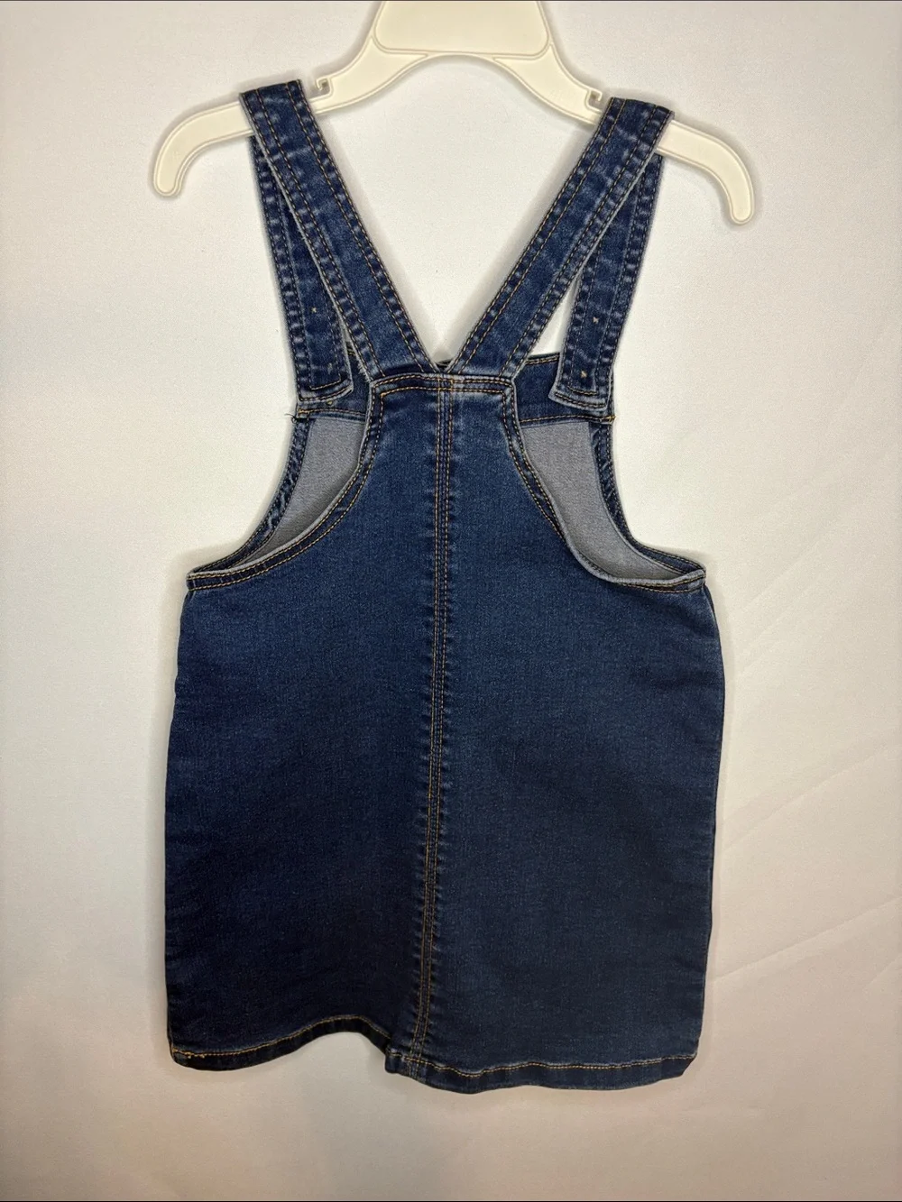 wonder nation Dark Blue Denim Pinafore Dress for Kids-5T